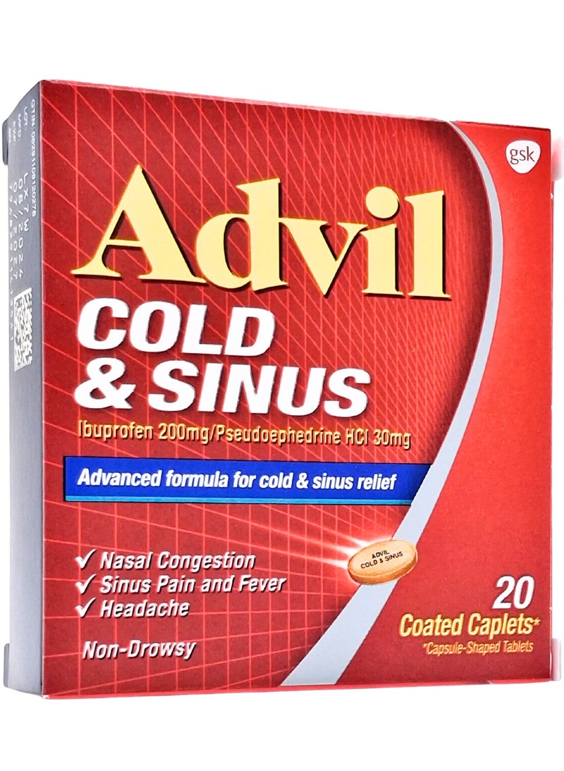 Advil Cold & Sinus 20 Capsules – Pain, Cold & Sinus Relief - Image 1